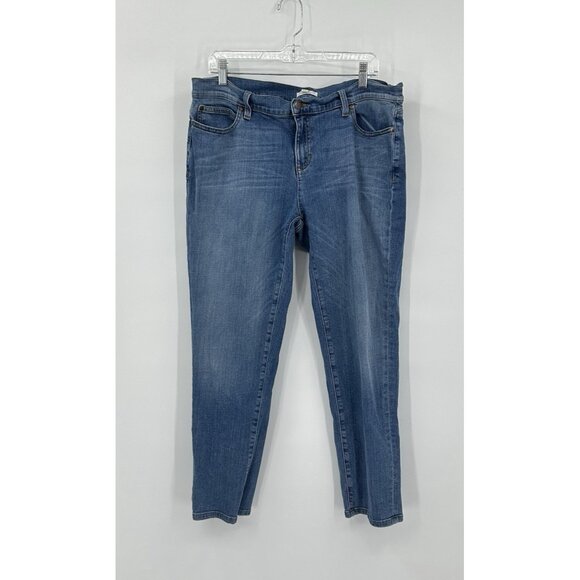 EILEEN FISHER jeans mid rise medium wash soft cotton denim ankle blue 14P - Picture 1 of 6